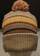 Unisex OSFA Lands' End Colorful Multi Pattern Winter Beanie Pom Hat