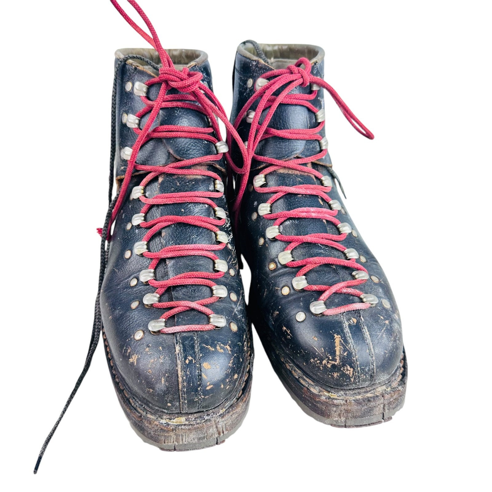 SALOMON Scarponi da sci vintage in pelle nera stringati e porta scarponi