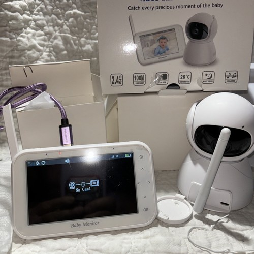 Baby Video Monitor Model SM27A 720P Two Way Talk Lullabies Temp Detect Night Vis