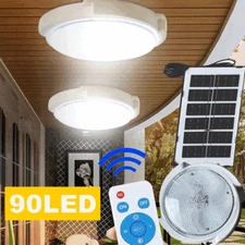 Solar Powered Ceiling Pendant Light Remote Indoor Outdoor Lamp Waterproof 1-4PKS