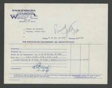 VINTAGE INVOICE / WHOY - RADIO STATION / SALINAS PUERTO RICO 1969 #1
