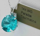 GENUINE 4.10 Cts PARAIBA TOURMALINE PENDANT 14K WHITE GOLD - Free Certificate — photo 5