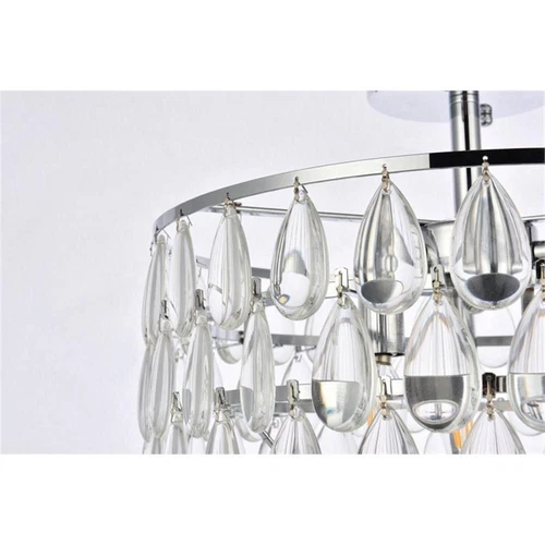 Elegant Lighting Mila 16" Iron and Crystal Flush Mount in Chrome - Picture 6 of 8