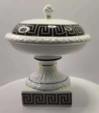 Great City Traders Round Pedestal Dish with Lid Greek Theme See Description