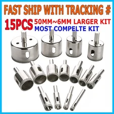 15pcs Diamond Hole Saw Drill Bit Set Glass Ceramic Tile Saw Cutting Tool 3-42mm