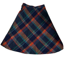 Vintage Women Plaid Flex Waist A-Line Mid Rise Skirt Blue and Red sz Small
