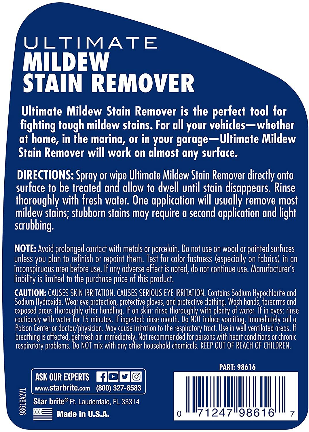 Star Brite 098616 Ultimate Mildew Stain Remover GEL 16 Oz Spray for