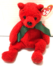 Ty Beanie Babies MISTLETOE Red Bear 9" Plush
