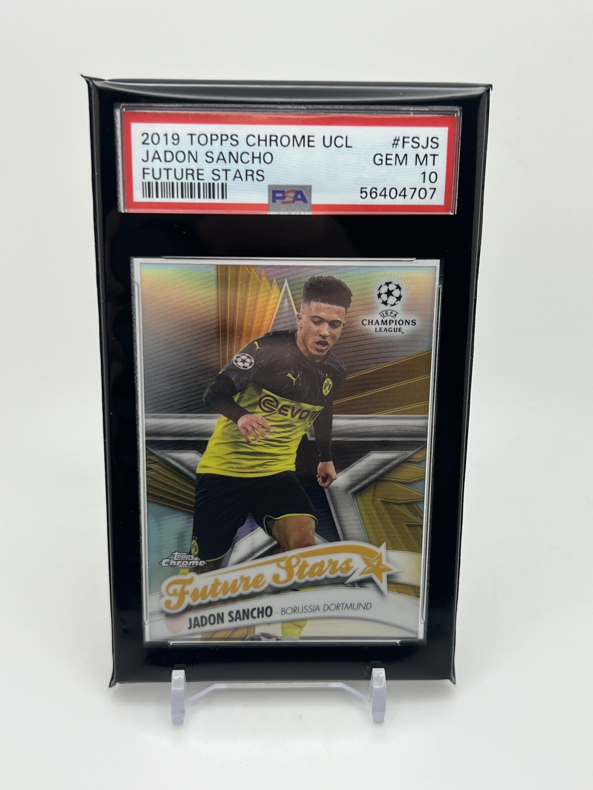 JADON SANCHO 2019-20 TOPPS CHROME UCL FUTURE STARS REFRACTOR Rookie #JS PSA 10