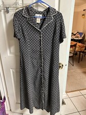 Danny Nicole Vnt 90s Blue Floral Dress Lace Maxi Med 12 Modest Cottagecore Tea