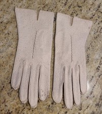 New Vintage Size S 6.5 Beige Peccary Pigskin Leather 9" Gloves Stitching Detail