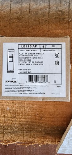 Leviton Branch Circuit Breaker, Standard 1-Pole 15 Amp 120-Volt Leviton Branch Circuit Breaker, Standard 1-Pole 15 Amp 120-Volt