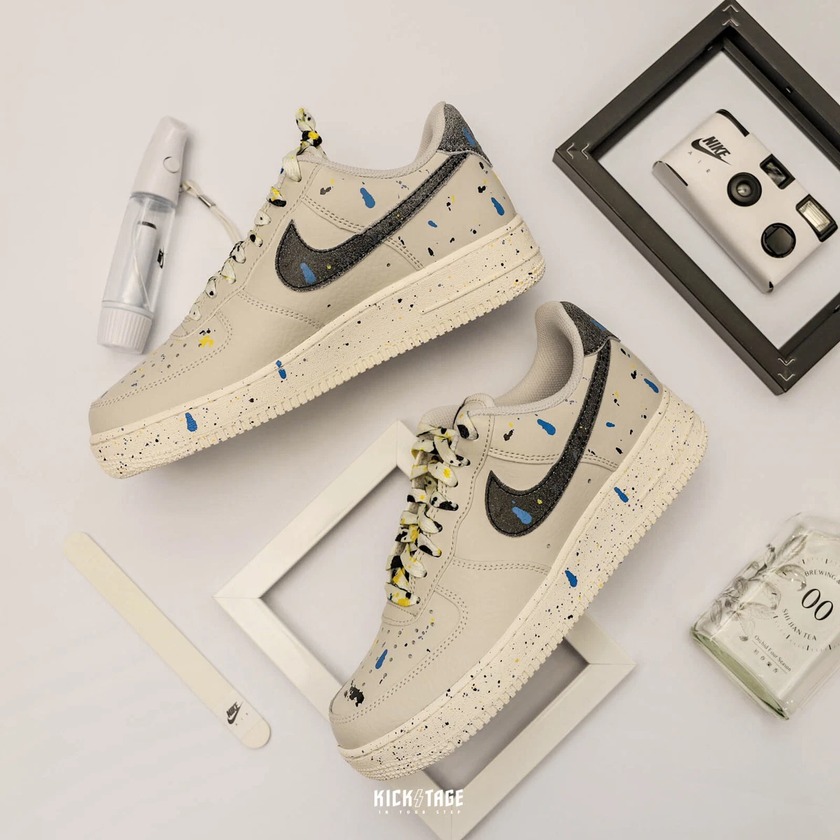 Nike Air Force 1 07 LV8 Paint Splatter Light Bone Black Mens AF1