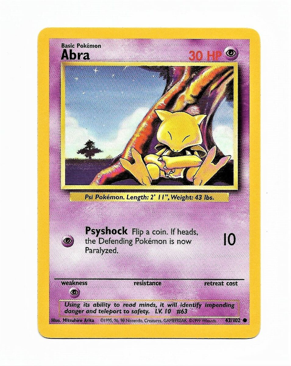 Abra 43/102 Base Set 1999 Pokemon TCG Antiga - Desconto no Preço