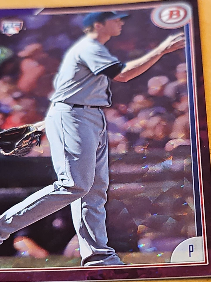 2015 Bowman Purple Ice /50 Bryan Mitchell #127 Rookie RC - Image 2 of 4