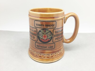 Souvenir Beer Ale Stein London England Tower Bridge Lord Nelson Pottery Ceramic 