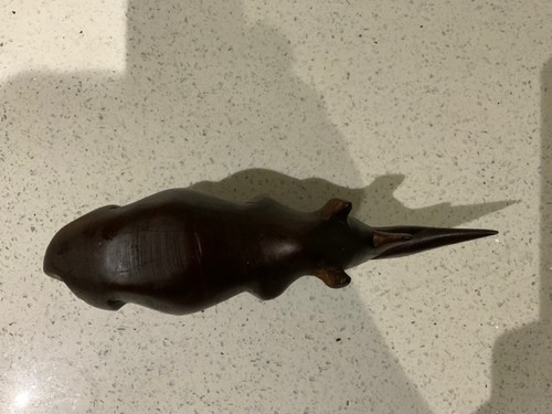 Vintage Carved Teak hand Carved Wooden Rhino Figurine. - Picture 6 of 8
