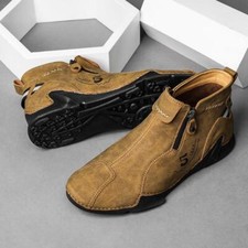 Hombres Moda Ocio Trabajo Mocasines Cremallera Lateral Informal Parte Superior Alta Botines Zapatos