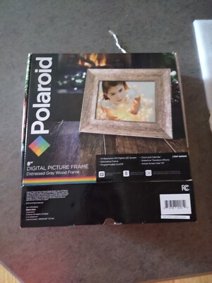 Polaroid Digital Picture Frame Wood Distressed Gray Photo Memories 8'' NEW Open