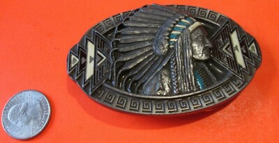VINTAGE PEWTER WESTERN NATIVE AMERICAN INDIAN CHIEF 