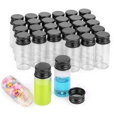 Kesell 10ml Glass Vials with Black Caps, 30-Pack Black Cap 10ml-30pcs