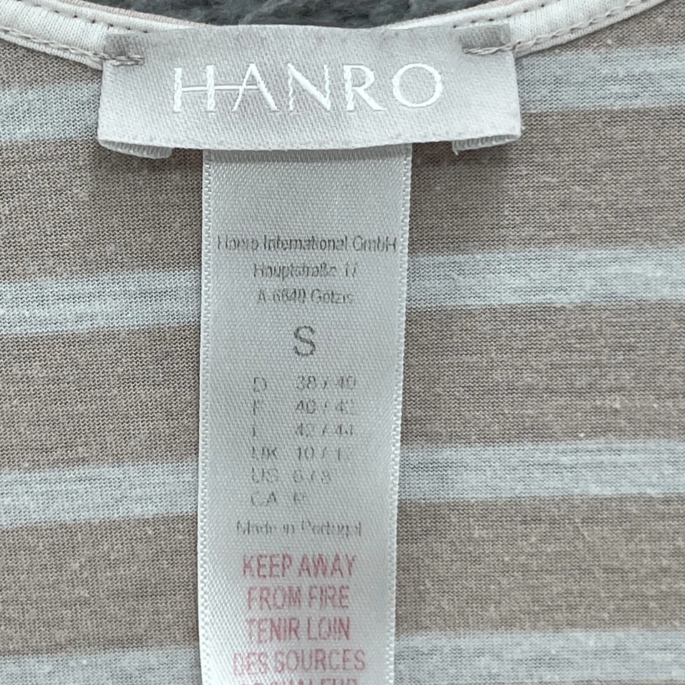 Hanro 批量睡衣女式小号 XS 白色米色条纹背心睡衣棉 — 第 4/4 张图片