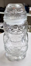 Vintage Clear Glass Santa Claus Jar With Removable Lid For Holiday Decor Or Stor