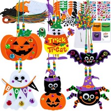 24 Sets Halloween Craft Kits DIY Art Sets Spider Bat Ghost Pumpkin Foam Stick...