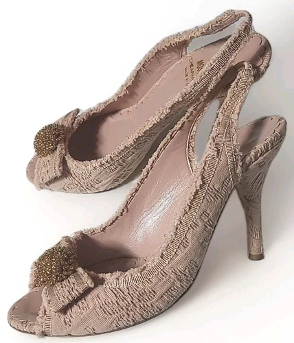 Moschino scarpe con tacco rosa economiche e chic fiocchi scintillanti punta aperta 38 8