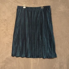 ModCloth 2X Midi Velvet Teal Bohemian Pleated Skirt