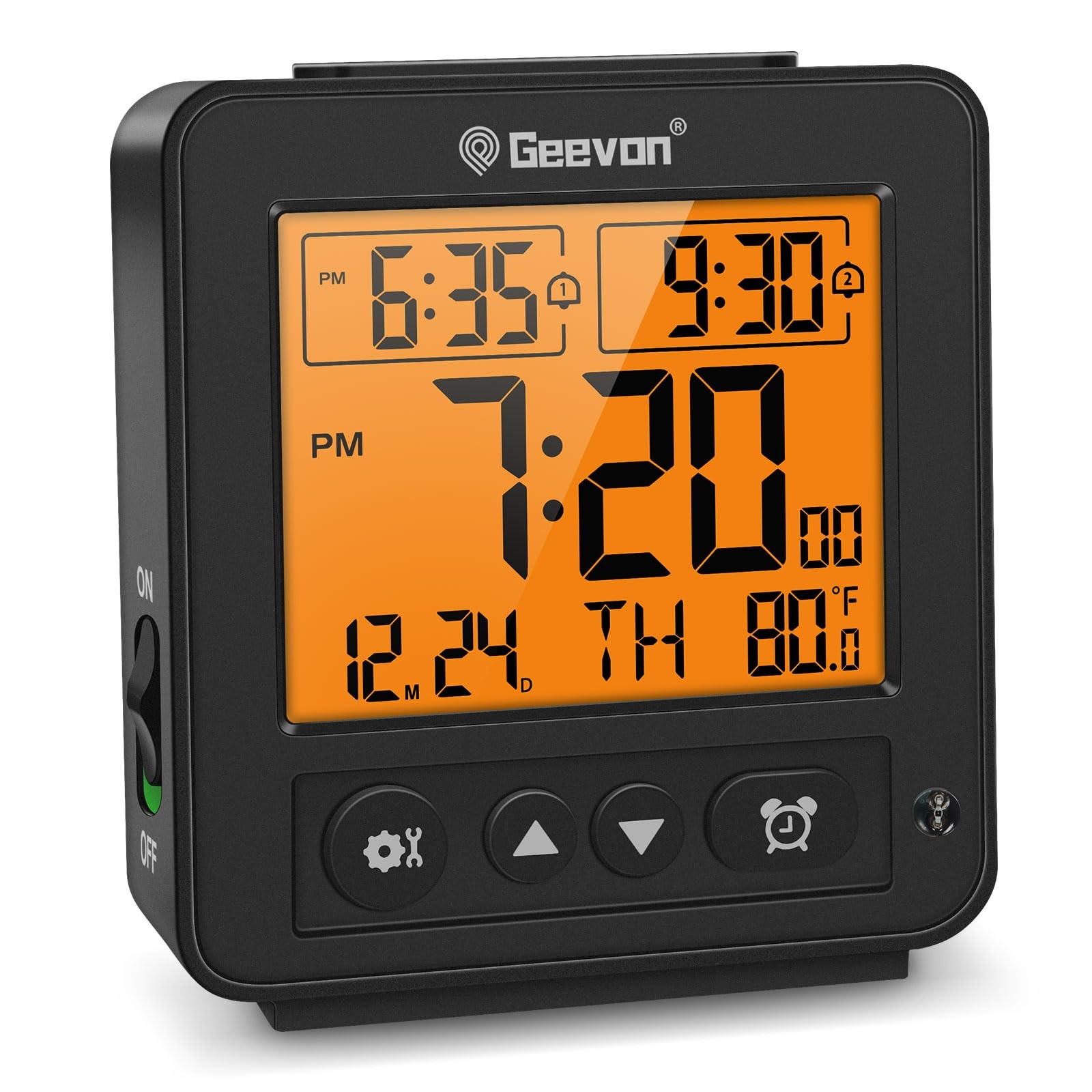 Smart Night Light Small Digital Alarm Clock Indoor Temp Battery Travel Black