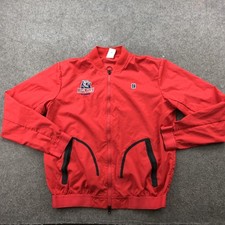 Belmont Bruins Jacket Mens Medium Red Tennis Court Zip Up Windbreaker Team Issue