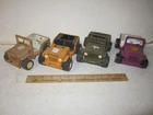 Vintage Lot of 4 Tonka Pressed Steel Jeep Toy Car Vehicle, Army,
