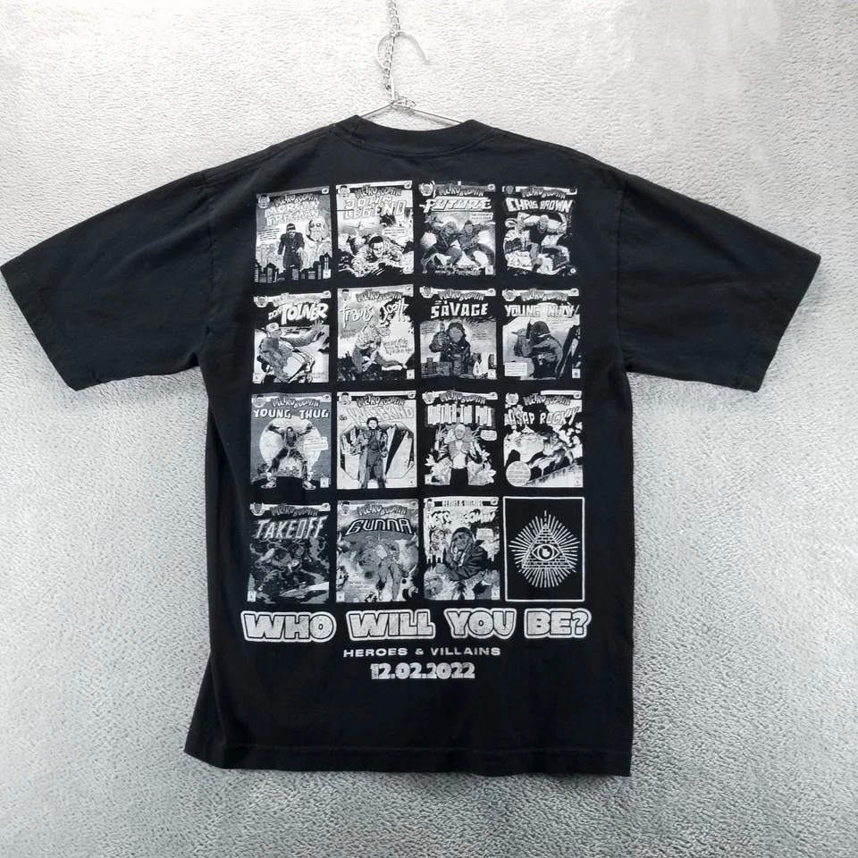 Camisa Metro Boomin Hombre S Negra Héroes y Villanos 2022 Manga Corta Hip Hop Foto 3 de 4