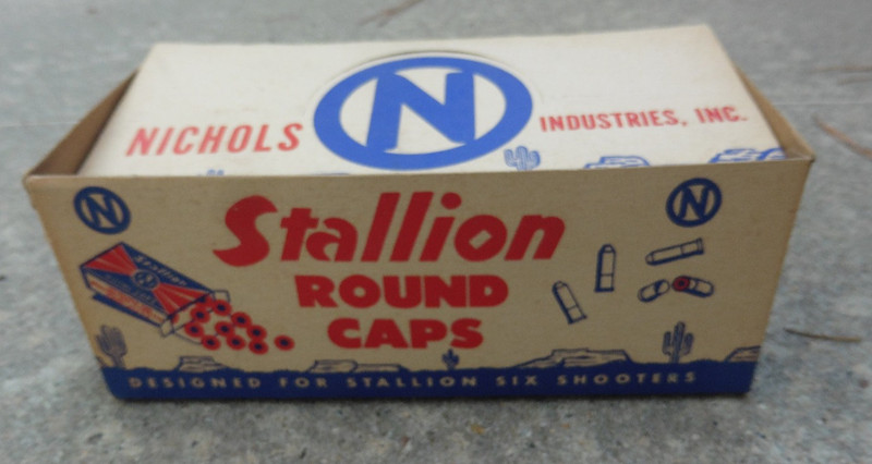 1950s NICHOLS Stallion Round Caps Original Master Counter Display Box ONLY LOOK