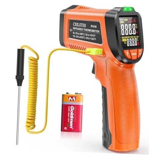 Orange Non-Contact Infrared Thermometer Gun - Non-Contact Laser Temperature Gun