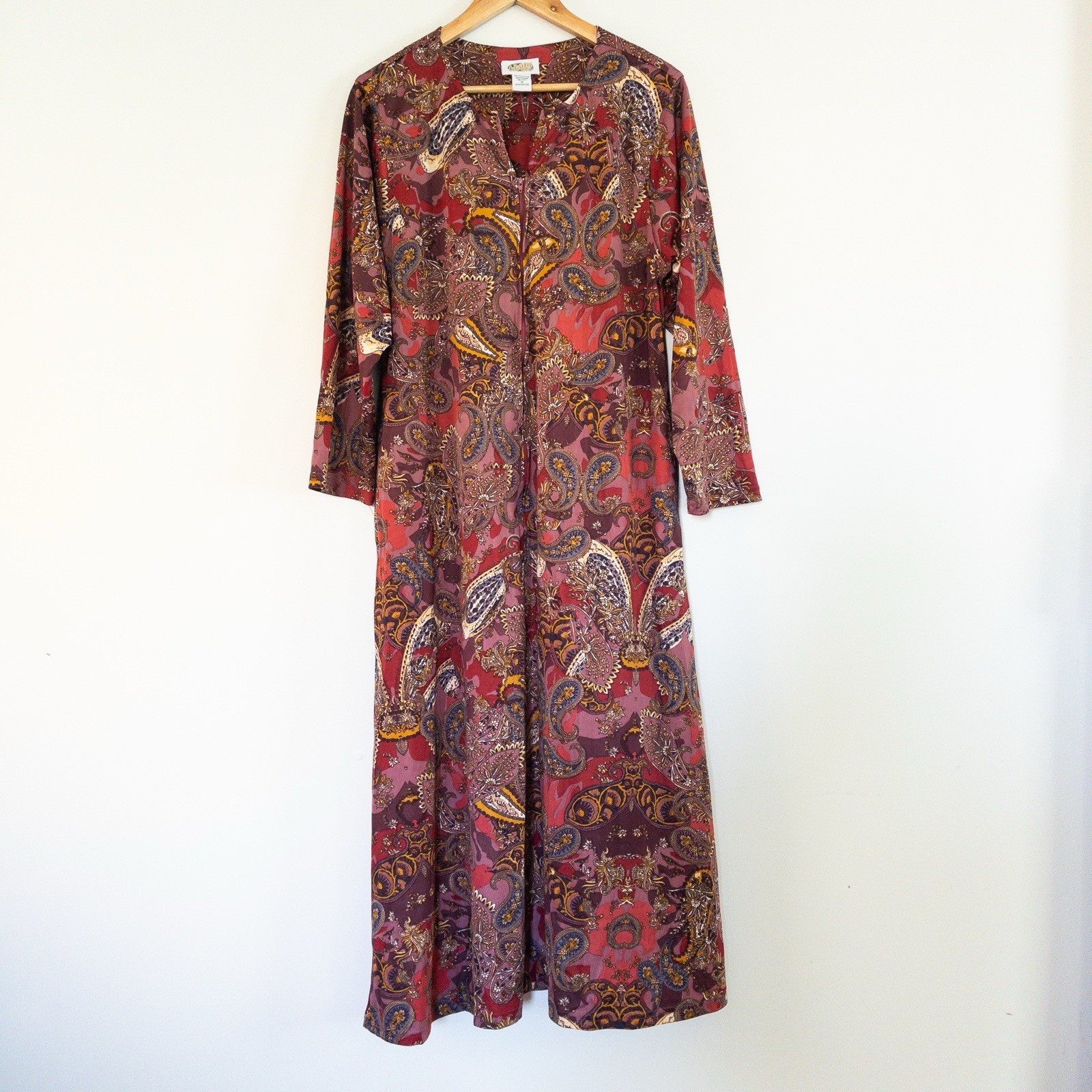 Collections Etc. Vintage 70's Paisley House Dress Boho Hippie Festival Medium