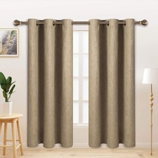 Linen Look Textured Blackout Curtains with Thermal Insulated Liner - Heavy Th...