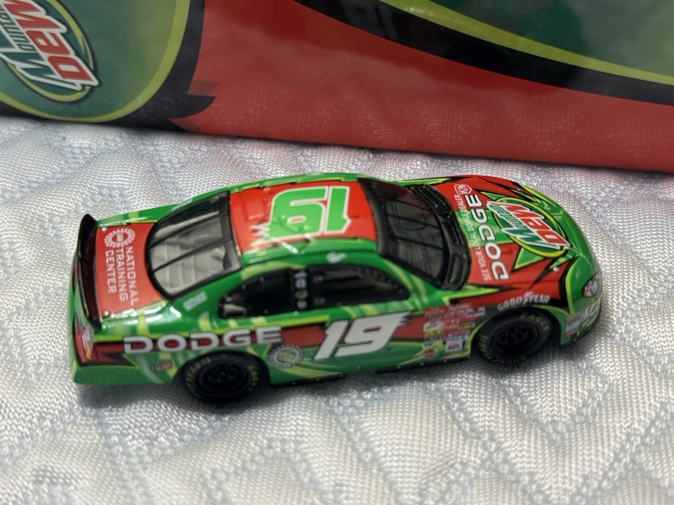 AUTOGRAPHED Jeremy Mayfield Diecast Dodge In Collectors Mountain Dew Tin - Image 3 of 4