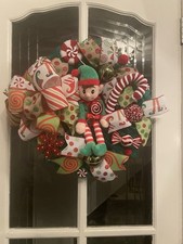 American Style Elf Themed Decomesh Wreath