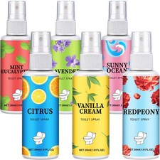 6 Pack Toilet Spray, 6-Scent Bathroom Spray, Freshener Deodorizer for Home, B...