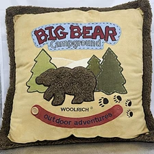 Big Bear Campground Woolrich Decorative Pillow Bear Trees Cabin Rustic Forest