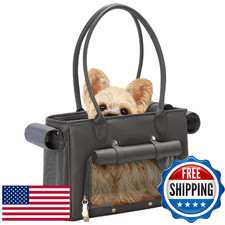 Minsong Fashion Pet Carrier Purse for Small Cat and Dog, Luxury Pu Soft-Sided To