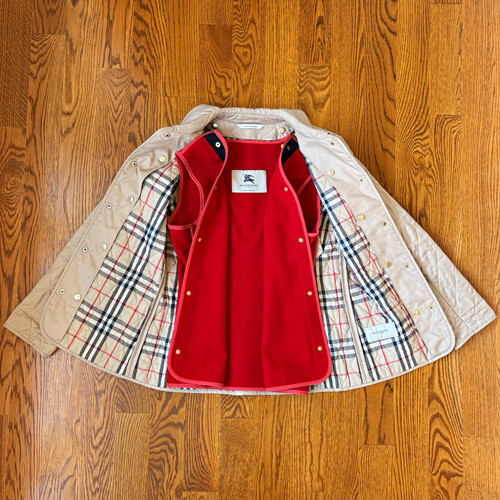 Burberry London Diamond Quilted Jacket with Red Removable Fleece Lining