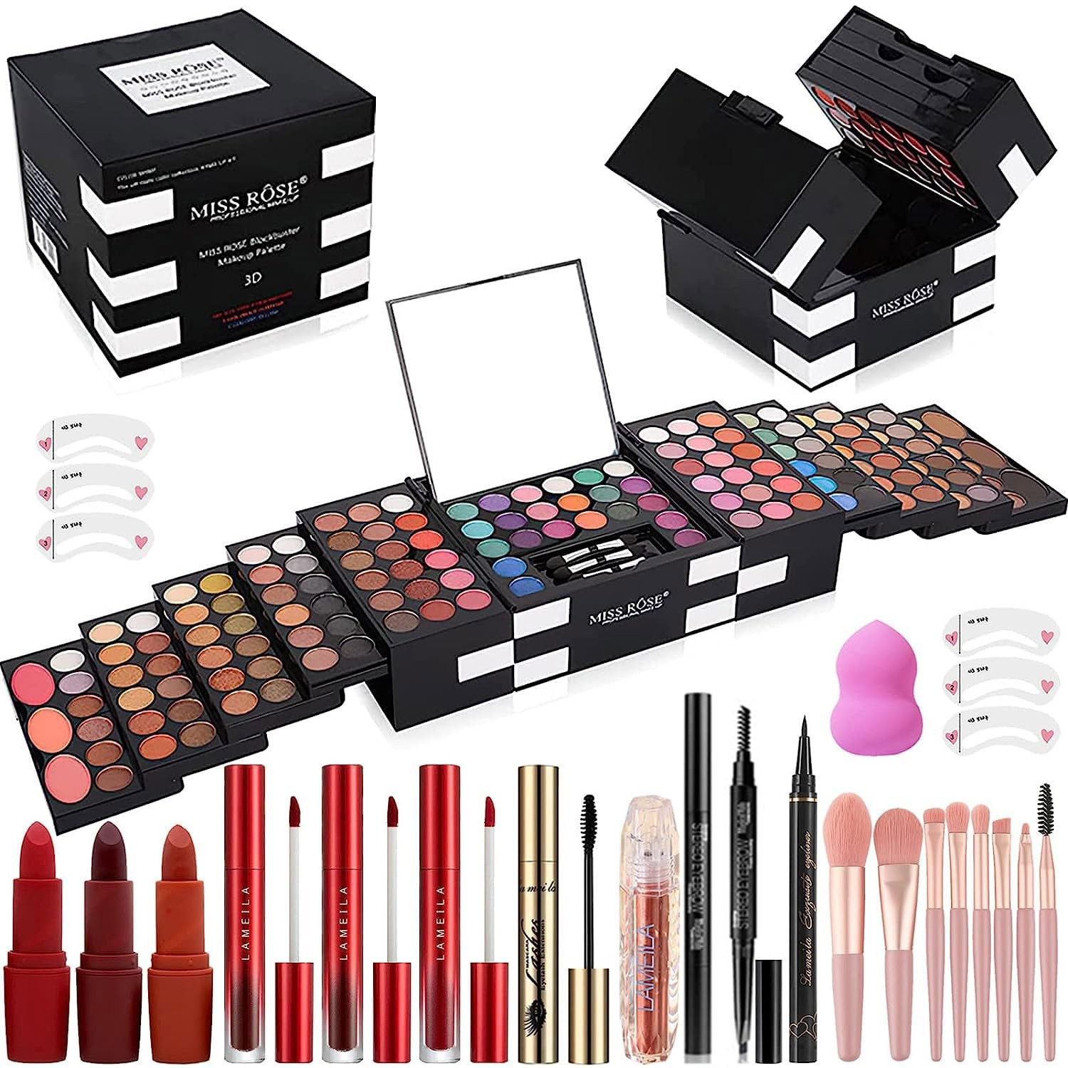 MISS ROSE M 148 Colors Makeup Pallet,Professional Kit for 045 set
