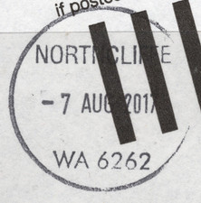 -7 AUG 2017 dated complete CIRCULAR postmark NORTHCLIFFE, WA 6262