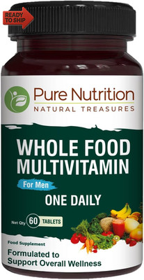 Pure Nutrition Whole Food Multivitamins for Men | 60 Tabs | One-A-Day | 100% RD
