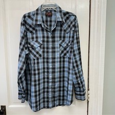 Vintage Plains western wear pearl snap button down light weight shirt men's xl