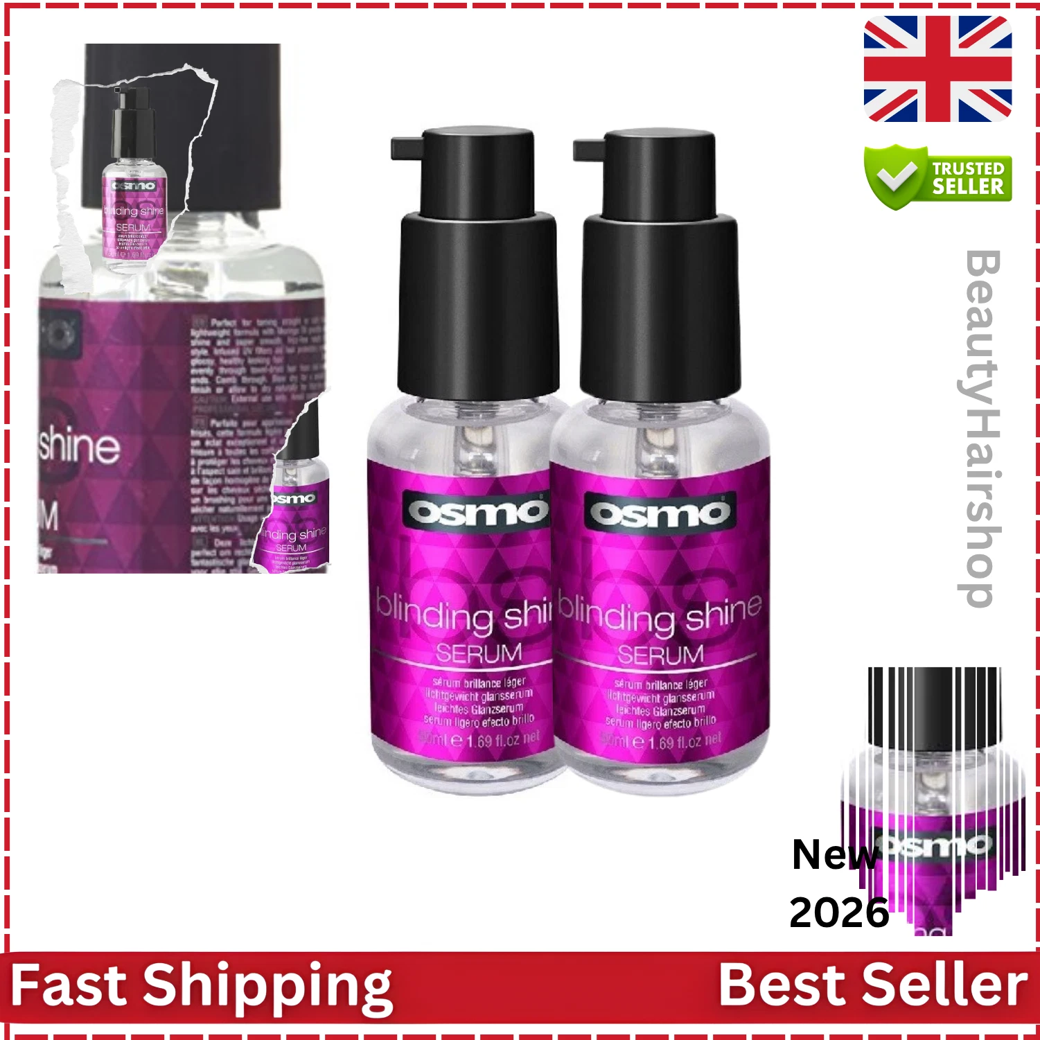 Osmo Blinding Shine Serum 50ml–Anti Frizz Hair Oil Smooth Finish for Straight-2X