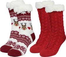 Slipper Socks for Women with Gripper - Winter Non Slip Thick Fuzzy Socks - Warm